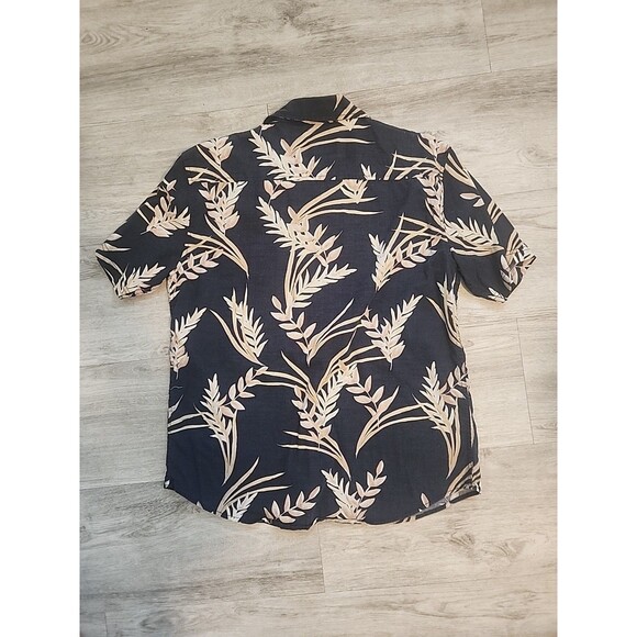 Seapointe Hawaiian Short Sleeve Cotton Button Front Shirt Men's M Blue Beige - Picture 7 of 7